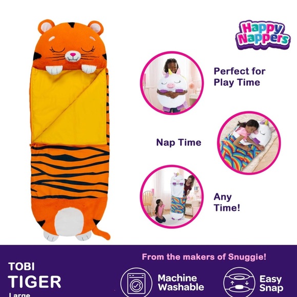 NWT - Happy Nappers Sleeping Bag with Pillow- Tobi the Tiger - Picture 3 of 4
